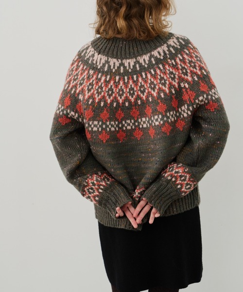 Unitage(ユニテージ)の「ノルディックニットプルオーバー(ニット/セーター・レディース・チャコールグレー/ライトブルー/アイボリー・FREE)」の14枚目の写真