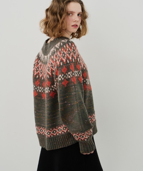 Unitage(ユニテージ)の「ノルディックニットプルオーバー(ニット/セーター・レディース・チャコールグレー/ライトブルー/アイボリー・FREE)」の13枚目の写真