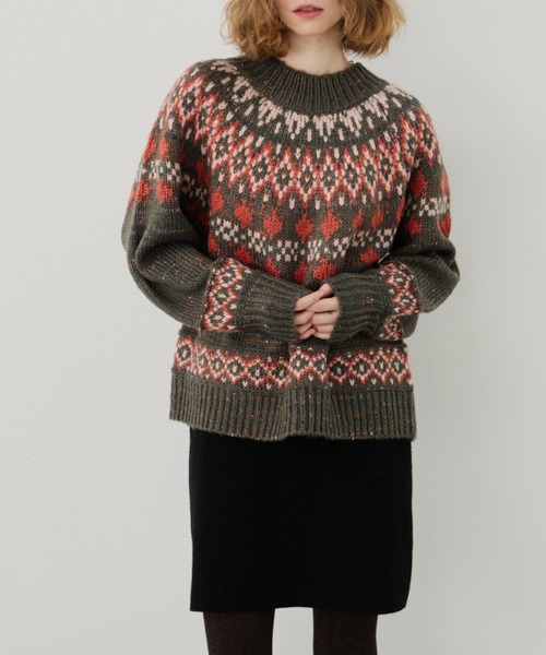 Unitage(ユニテージ)の「ノルディックニットプルオーバー(ニット/セーター・レディース・チャコールグレー/ライトブルー/アイボリー・FREE)」の12枚目の写真