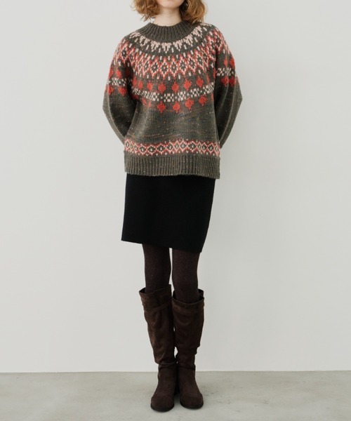 Unitage(ユニテージ)の「ノルディックニットプルオーバー(ニット/セーター・レディース・チャコールグレー/ライトブルー/アイボリー・FREE)」の15枚目の写真