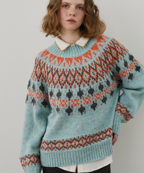 Unitage(ユニテージ)の「ノルディックニットプルオーバー(ニット/セーター・レディース・チャコールグレー/ライトブルー/アイボリー・FREE)」の19枚目の写真