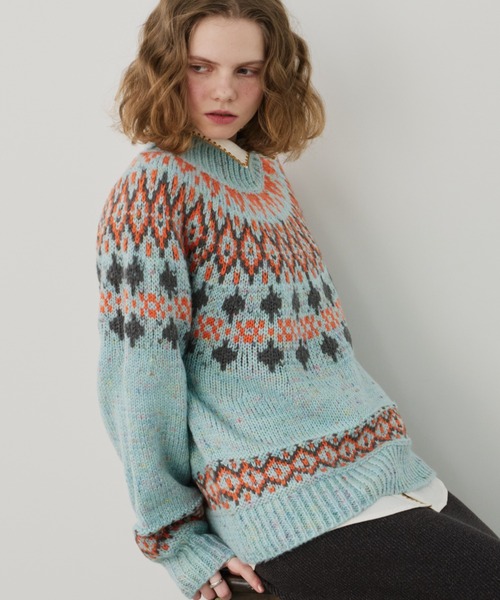 Unitage(ユニテージ)の「ノルディックニットプルオーバー(ニット/セーター・レディース・チャコールグレー/ライトブルー/アイボリー・FREE)」の20枚目の写真