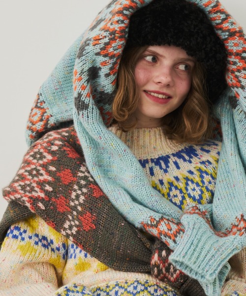 Unitage(ユニテージ)の「ノルディックニットプルオーバー(ニット/セーター・レディース・チャコールグレー/ライトブルー/アイボリー・FREE)」の11枚目の写真