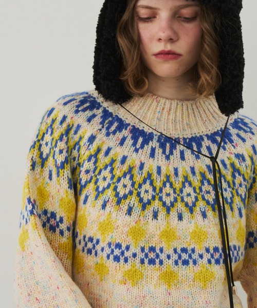 Unitage(ユニテージ)の「ノルディックニットプルオーバー(ニット/セーター・レディース・チャコールグレー/ライトブルー/アイボリー・FREE)」の7枚目の写真