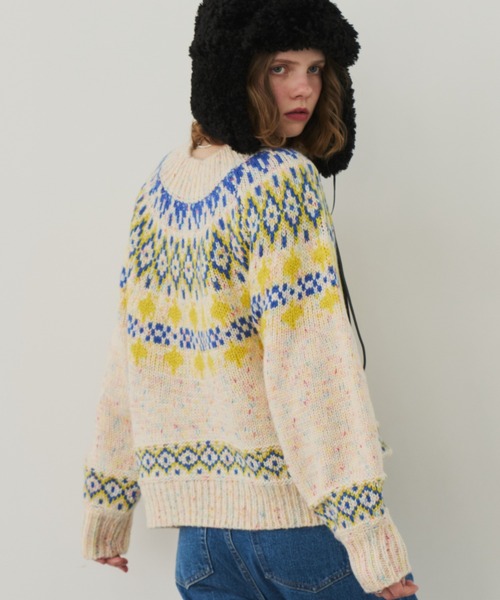 Unitage(ユニテージ)の「ノルディックニットプルオーバー(ニット/セーター・レディース・チャコールグレー/ライトブルー/アイボリー・FREE)」の5枚目の写真