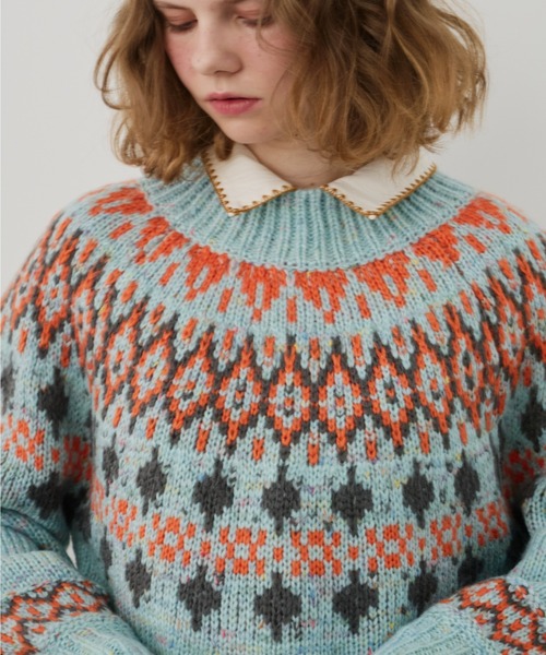 Unitage(ユニテージ)の「ノルディックニットプルオーバー(ニット/セーター・レディース・チャコールグレー/ライトブルー/アイボリー・FREE)」の21枚目の写真