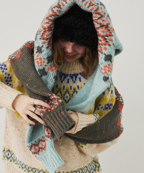 Unitage(ユニテージ)の「ノルディックニットプルオーバー(ニット/セーター・レディース・チャコールグレー/ライトブルー/アイボリー・FREE)」の9枚目の写真