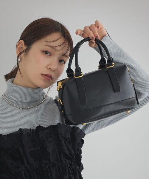 earth music&ecology（アースミュージックアンドエコロジー）の「ヴィンテージライクボストンバッグ（ハンドバッグ・レディース・ライトブラウン/ブラック・FREE）」の5枚目の写真