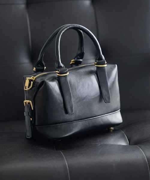 earth music&ecology（アースミュージックアンドエコロジー）の「ヴィンテージライクボストンバッグ（ハンドバッグ・レディース・ライトブラウン/ブラック・FREE）」の2枚目の写真