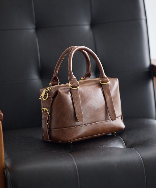 earth music&ecology（アースミュージックアンドエコロジー）の「ヴィンテージライクボストンバッグ（ハンドバッグ・レディース・ライトブラウン/ブラック・FREE）」の3枚目の写真