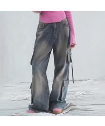 AVANDRESS（アバンドレス ）の「Ribbon Wide Cargo Pants BLUE（デニムパンツ）」