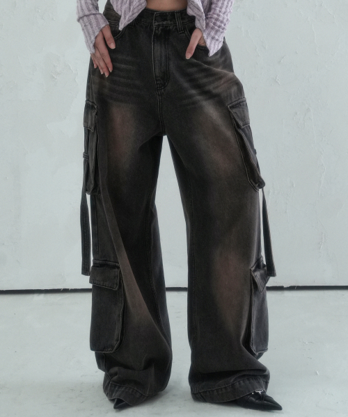 AVANDRESS（アバンドレス ）の「Ribbon Wide Cargo Pants BLUE（デニムパンツ・メンズ・ブルー・SMALL/MEDIUM/LARGE）」の4枚目の写真