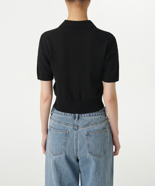 MUSINSA STANDARD WOMAN（ムシンサスタンダードウーマン）の「レディースクレープカラー半袖カーディガン[ブラック]（カーディガン/ボレロ・レディース・その他・SMALL/MEDIUM/LARGE/X-SMALL）」の3枚目の写真