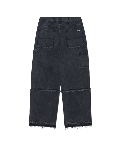 NOMANUAL(NOMANUAL)の「RAW EDGE DOUBLE KNEE PANTS - WASHED BLACK(デニムパンツ・レディース・その他・X-SMALL/SMALL/MEDIUM/LARGE)」の2枚目の写真