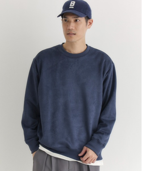 BACK NUMBER】フェイクスエード トレーナー (ソフトタッチ/微光沢/上品