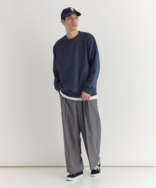 BACK NUMBER(バックナンバー)の「【BACK NUMBER】フェイクスエード トレーナー (ソフトタッチ/微光沢/上品カジュアル/ダンボール素材)(スウェット・メンズ・ダークグレー/ブルー/ベージュ・L/XL/M)」の7枚目の写真