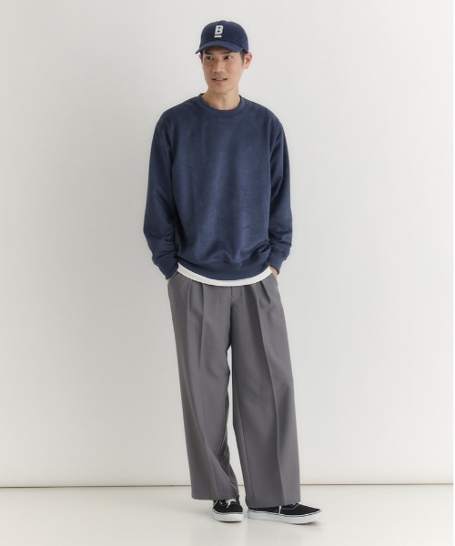 BACK NUMBER(バックナンバー)の「【BACK NUMBER】フェイクスエード トレーナー (ソフトタッチ/微光沢/上品カジュアル/ダンボール素材)(スウェット・メンズ・ダークグレー/ブルー/ベージュ・L/XL/M)」の8枚目の写真