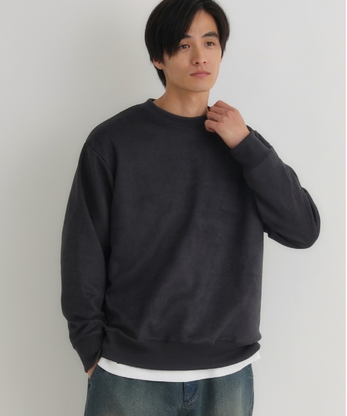 BACK NUMBER(バックナンバー)の「【BACK NUMBER】フェイクスエード トレーナー (ソフトタッチ/微光沢/上品カジュアル/ダンボール素材)(スウェット・メンズ・ダークグレー/ブルー/ベージュ・L/XL/M)」の14枚目の写真