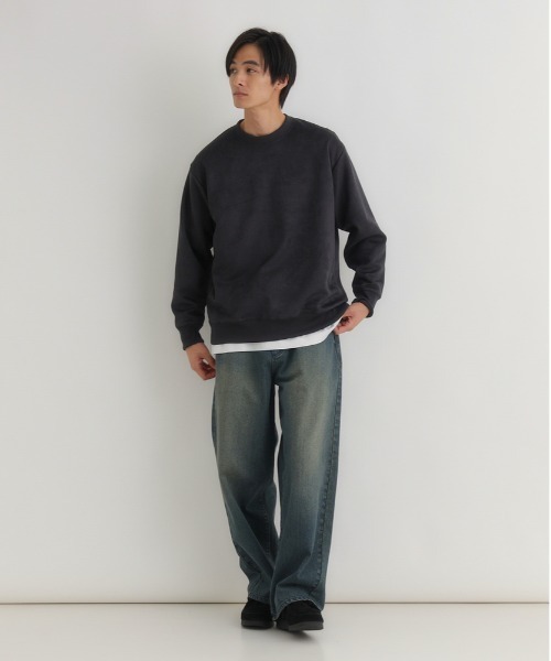 BACK NUMBER(バックナンバー)の「【BACK NUMBER】フェイクスエード トレーナー (ソフトタッチ/微光沢/上品カジュアル/ダンボール素材)(スウェット・メンズ・ダークグレー/ブルー/ベージュ・L/XL/M)」の16枚目の写真