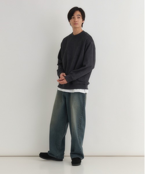 BACK NUMBER(バックナンバー)の「【BACK NUMBER】フェイクスエード トレーナー (ソフトタッチ/微光沢/上品カジュアル/ダンボール素材)(スウェット・メンズ・ダークグレー/ブルー/ベージュ・L/XL/M)」の17枚目の写真