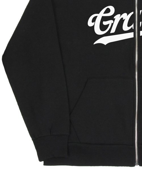 GRAVER（グレーバー）の「[UNISEX]ビッグベースボールロゴフラワーフードジップアップ_ブラック（パーカー・レディース・ブラック・LARGE/MEDIUM）」の8枚目の写真