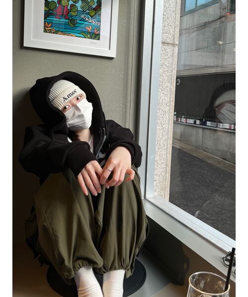 GRAVER（グレーバー）の「[UNISEX]ビッグベースボールロゴフラワーフードジップアップ_ブラック（パーカー・レディース・ブラック・LARGE/MEDIUM）」の2枚目の写真
