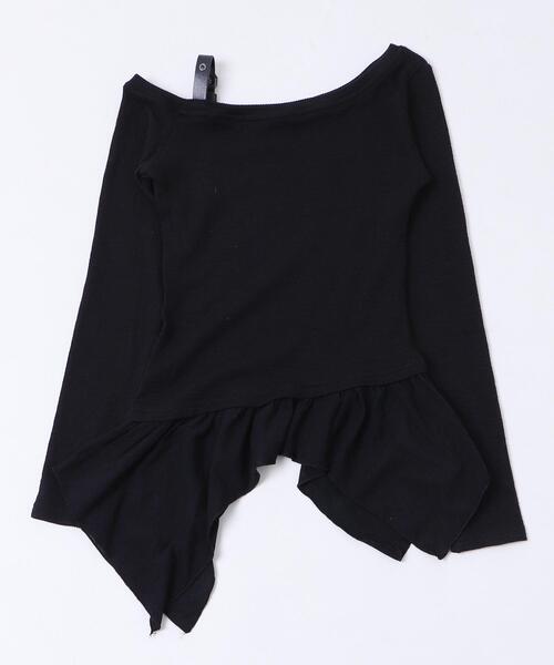 dispark（ディスパーク）の「DISPARK/【25年秋冬新作】ショルダーベルトイレヘムトップ（Tシャツ/カットソー・レディース・ブラック/ホワイト・FREE）」の4枚目の写真