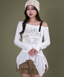 dispark | DISPARK/【25年秋冬新作】ショルダーベルトイレヘムトップ(Tシャツ/カットソー)