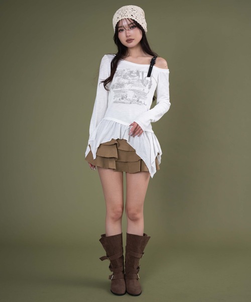 dispark（ディスパーク）の「DISPARK/ショルダーベルトイレヘムトップ（Tシャツ/カットソー・レディース・ブラック/ホワイト・FREE）」の16枚目の写真