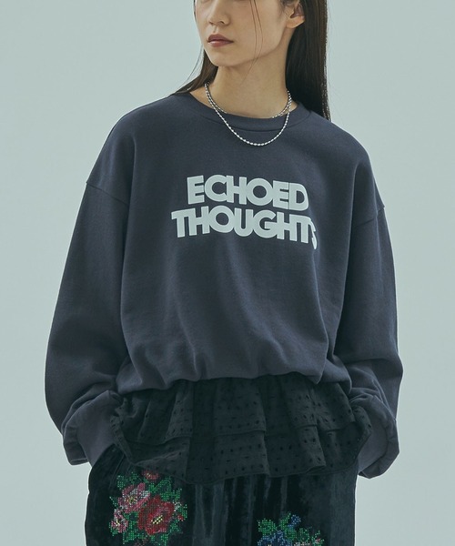 ROSE BUD（ローズバッド）の「LACE HEM SWEATSHIRT（スウェット・レディース・グレー/ネイビー・ONE SIZE）」の2枚目の写真