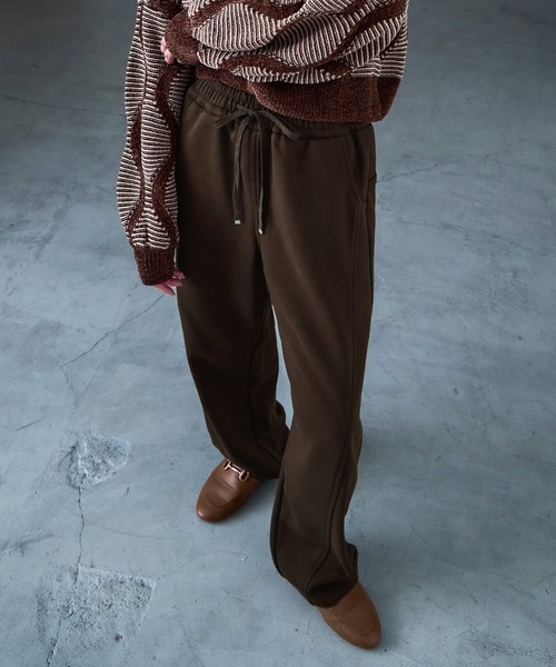 Fashion Letter(ファッションレター)の「裏毛フリース ボンディング イージーパンツ(スウェットパンツ・レディース・アイボリー/ブラック/杢グレー/オートミール/ブラウン・M)」の3枚目の写真
