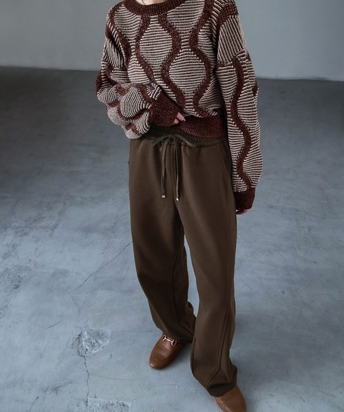 Fashion Letter(ファッションレター)の「裏毛フリース ボンディング イージーパンツ(スウェットパンツ・レディース・アイボリー/ブラック/杢グレー/オートミール/ブラウン・M)」の11枚目の写真