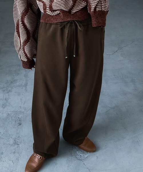 Fashion Letter(ファッションレター)の「裏毛フリース ボンディング イージーパンツ(スウェットパンツ・レディース・アイボリー/ブラック/杢グレー/オートミール/ブラウン・M)」の12枚目の写真