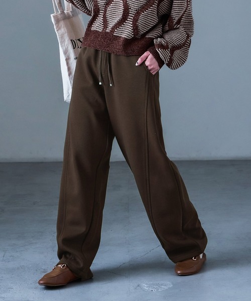 Fashion Letter(ファッションレター)の「裏毛フリース ボンディング イージーパンツ(スウェットパンツ・レディース・アイボリー/ブラック/杢グレー/オートミール/ブラウン・M)」の13枚目の写真
