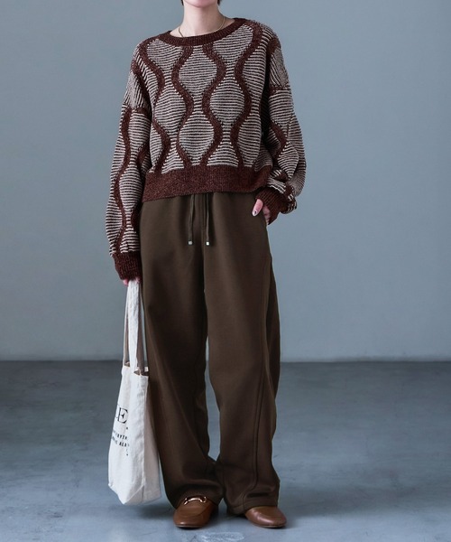 Fashion Letter(ファッションレター)の「裏毛フリース ボンディング イージーパンツ(スウェットパンツ・レディース・アイボリー/ブラック/杢グレー/オートミール/ブラウン・M)」の14枚目の写真