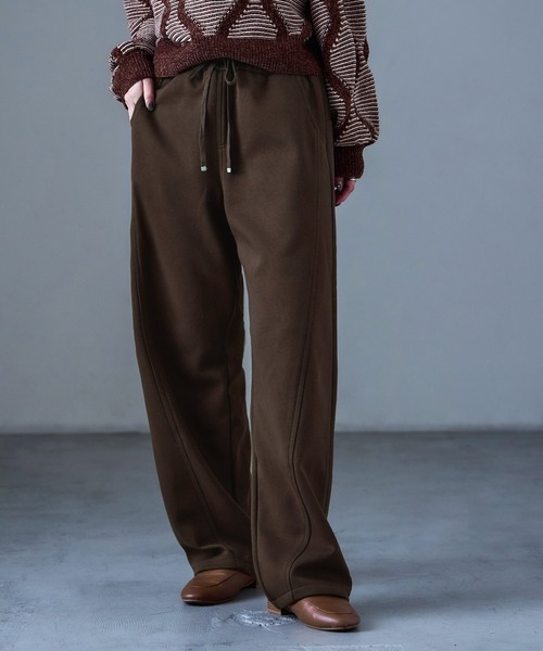 Fashion Letter(ファッションレター)の「裏毛フリース ボンディング イージーパンツ(スウェットパンツ・レディース・アイボリー/ブラック/杢グレー/オートミール/ブラウン・M)」の15枚目の写真