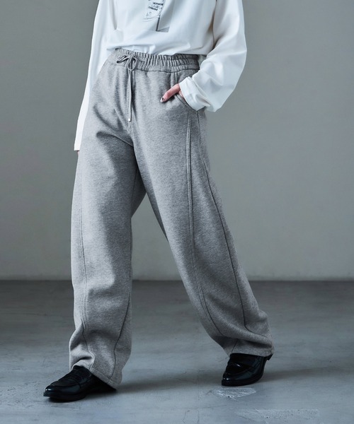 Fashion Letter(ファッションレター)の「裏毛フリース ボンディング イージーパンツ(スウェットパンツ・レディース・アイボリー/ブラック/杢グレー/オートミール/ブラウン・M)」の21枚目の写真