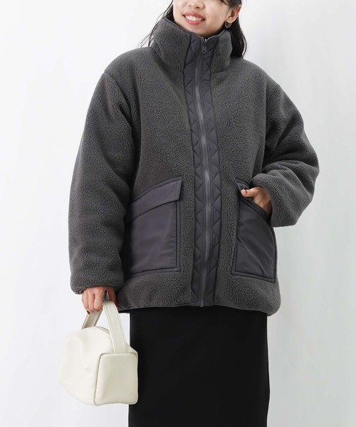 LUCA/LADY LUCK LUCA（ルカ/レディラックルカ）の「LC/LLL 中綿ボアリバーシブルブルゾン（ブルゾン・レディース・チャコールグレー/ブラック/ベージュ・FREE）」の3枚目の写真