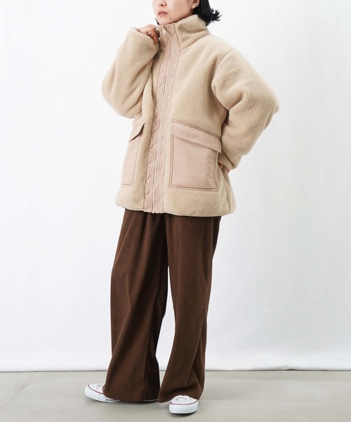 LUCA/LADY LUCK LUCA（ルカ/レディラックルカ）の「LC/LLL 中綿ボアリバーシブルブルゾン（ブルゾン・レディース・チャコールグレー/ブラック/ベージュ・FREE）」の4枚目の写真