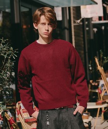 sweat like simple crewneck knit / スウェットライクシンプルクルーネックニット