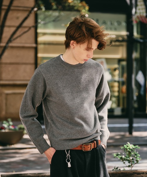 Regen Glanz(レーゲングランツ)の「sweat like simple crewneck knit / スウェットライクシンプルクルーネックニット(ニット/セーター・メンズ・ブラウン系その他/グレー/ブルー/グリーン/ワインレッド・MEDIUM/SMALL/LARGE)」の6枚目の写真