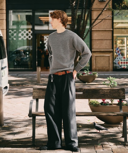 Regen Glanz(レーゲングランツ)の「sweat like simple crewneck knit / スウェットライクシンプルクルーネックニット(ニット/セーター・メンズ・ブラウン系その他/グレー/ブルー/グリーン/ワインレッド・MEDIUM/SMALL/LARGE)」の12枚目の写真