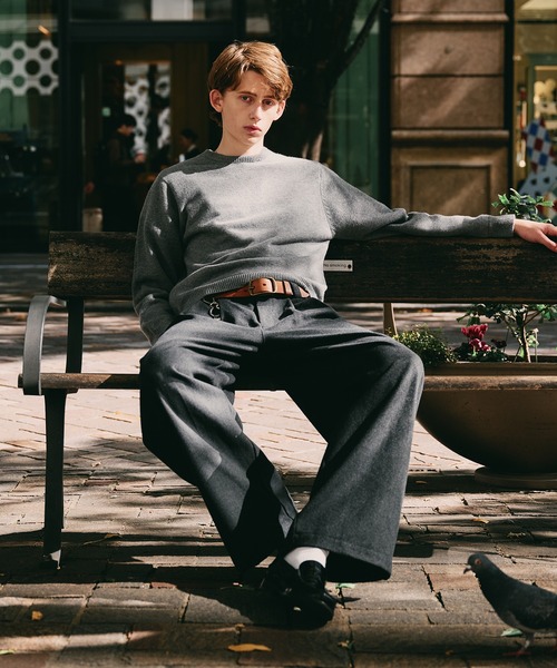 Regen Glanz(レーゲングランツ)の「sweat like simple crewneck knit / スウェットライクシンプルクルーネックニット(ニット/セーター・メンズ・ブラウン系その他/グレー/ブルー/グリーン/ワインレッド・MEDIUM/SMALL/LARGE)」の13枚目の写真
