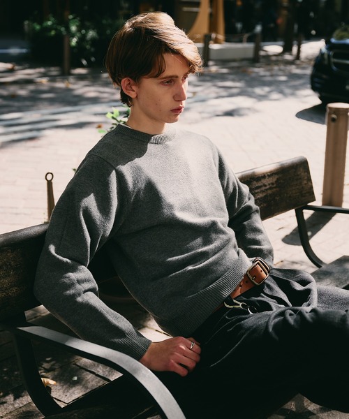 Regen Glanz(レーゲングランツ)の「sweat like simple crewneck knit / スウェットライクシンプルクルーネックニット(ニット/セーター・メンズ・ブラウン系その他/グレー/ブルー/グリーン/ワインレッド・MEDIUM/SMALL/LARGE)」の9枚目の写真