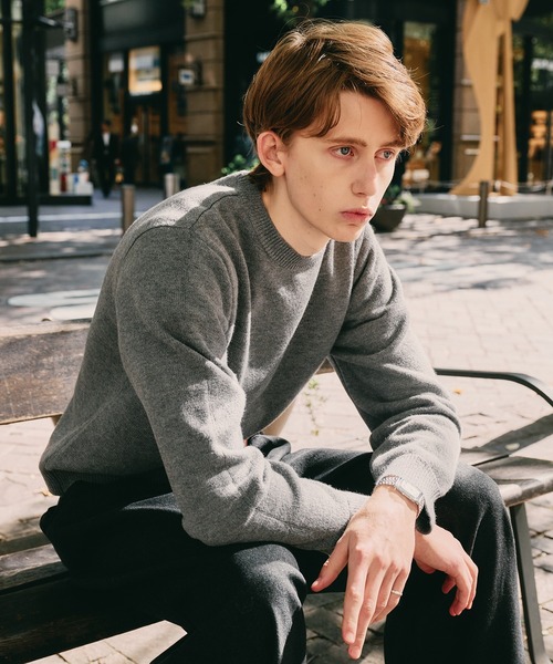 Regen Glanz(レーゲングランツ)の「sweat like simple crewneck knit / スウェットライクシンプルクルーネックニット(ニット/セーター・メンズ・ブラウン系その他/グレー/ブルー/グリーン/ワインレッド・MEDIUM/SMALL/LARGE)」の7枚目の写真