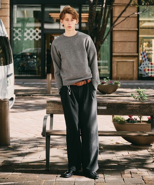 Regen Glanz(レーゲングランツ)の「sweat like simple crewneck knit / スウェットライクシンプルクルーネックニット(ニット/セーター・メンズ・ブラウン系その他/グレー/ブルー/グリーン/ワインレッド・MEDIUM/SMALL/LARGE)」の10枚目の写真