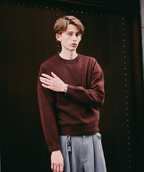 Regen Glanz(レーゲングランツ)の「sweat like simple crewneck knit / スウェットライクシンプルクルーネックニット(ニット/セーター・メンズ・ブラウン系その他/グレー/ブルー/グリーン/ワインレッド・MEDIUM/SMALL/LARGE)」の17枚目の写真