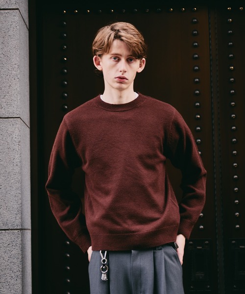 Regen Glanz(レーゲングランツ)の「sweat like simple crewneck knit / スウェットライクシンプルクルーネックニット(ニット/セーター・メンズ・ブラウン系その他/グレー/ブルー/グリーン/ワインレッド・MEDIUM/SMALL/LARGE)」の15枚目の写真