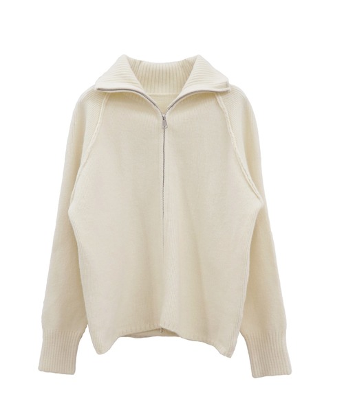 ISOOK（アイスー）の「スタンドカラーダブルジップニット(chiica select) / ドライバーズニット ジップアップ カーディガン 羽織り スタンドカラー 長袖 ミドル丈 ホワイト グレー シンプルニット 白 無地（カーディガン/ボレロ・レディース・アイボリー/グレー・FREE）」の17枚目の写真