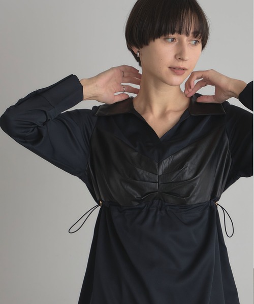&. NOSTALGIA（アンドドットノスタルジア）の「レザードッキングシャツ（シャツ/ブラウス・レディース・ブラウン/ブラック・M）」の16枚目の写真